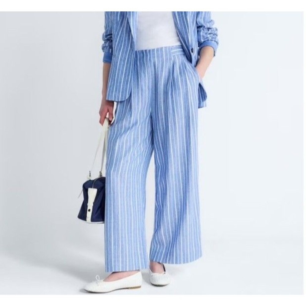 Free Assembly Pants XXL / 20 Linen Blend Blue White Stripe Wide Leg Sailor